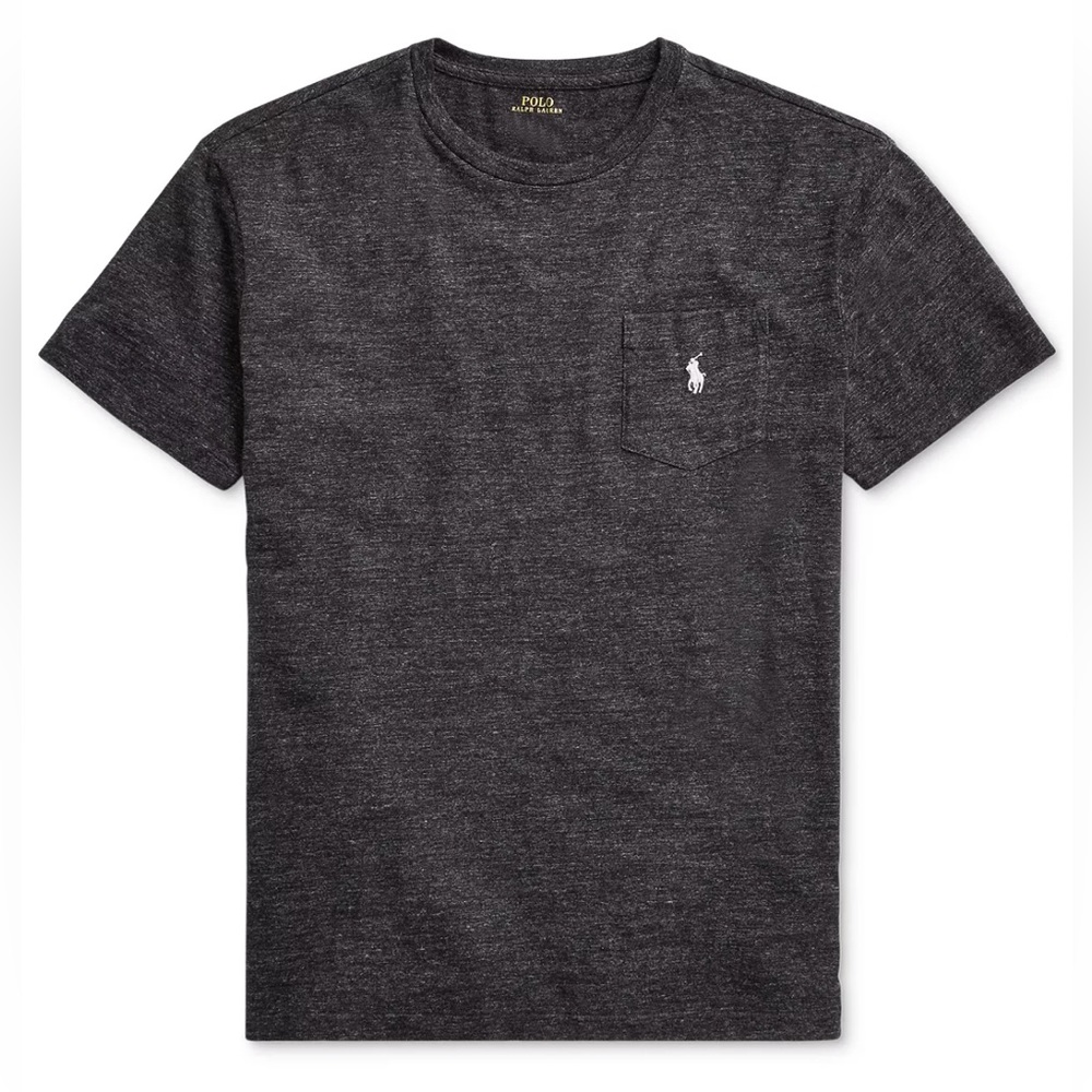 NWT• Polo Ralph Lauren Classic Fit Crew Neck Pocket T-Shirt. Black Heather - 2XL
